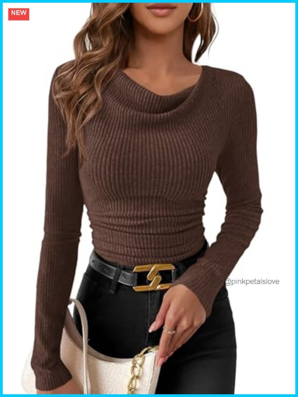 Women's Cowl Neck Ruched Crop Top Ribbed Knit Long Sleeve Fitted Y2K